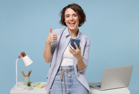 young,happy,fun,secretary,employee,business,woman,in,casual,shirt